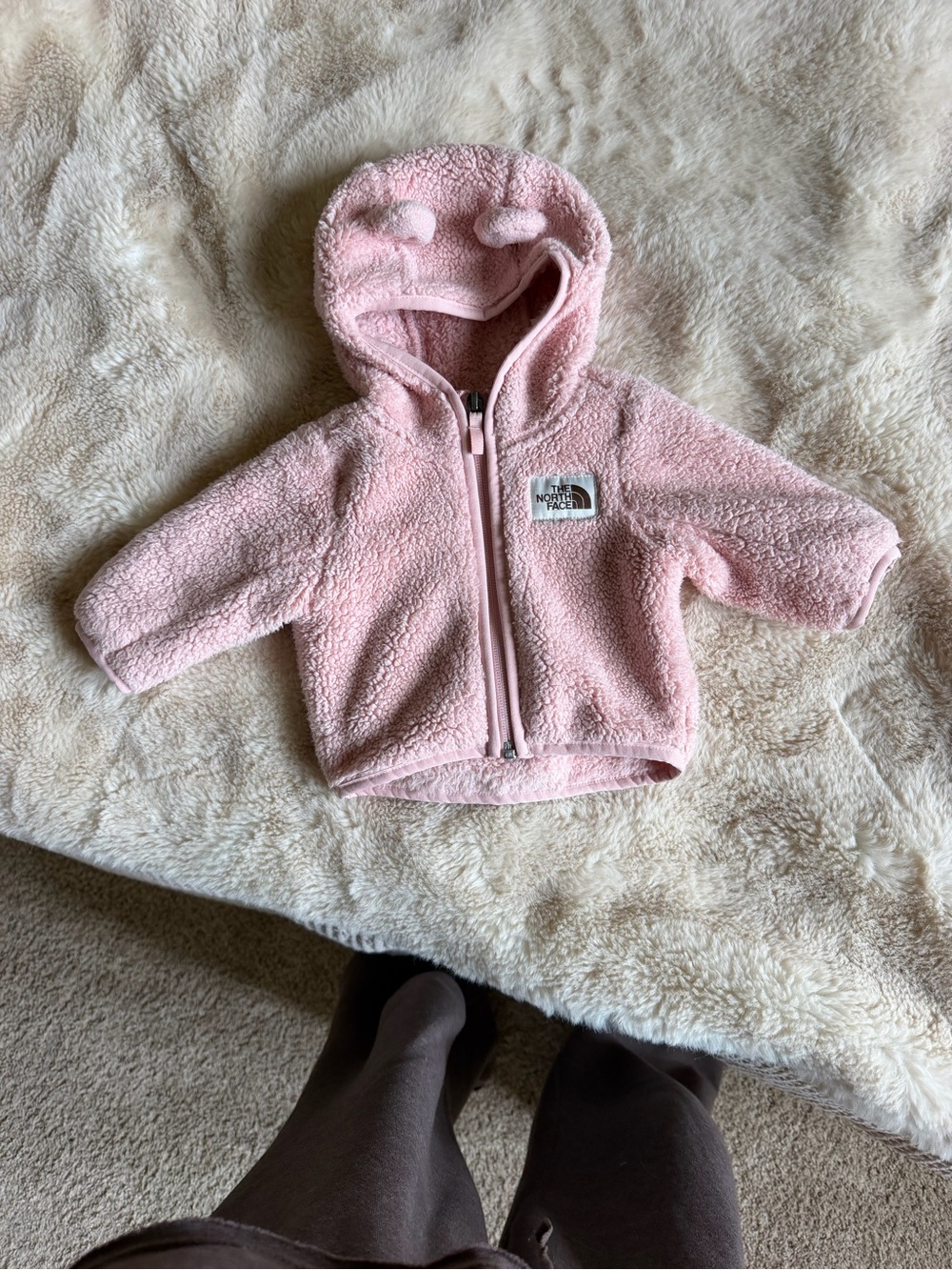 The North Face Pink Sherpa Baby Hoodie Jacket 0-3 M